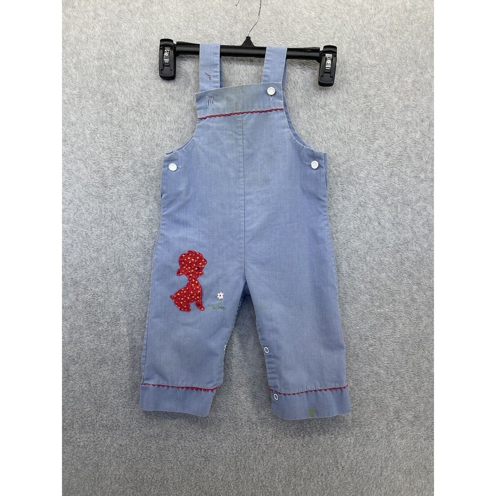 Thomas Baby Girl's Coverall Large Vintage Blue Lamb Patch Snap Button bottom